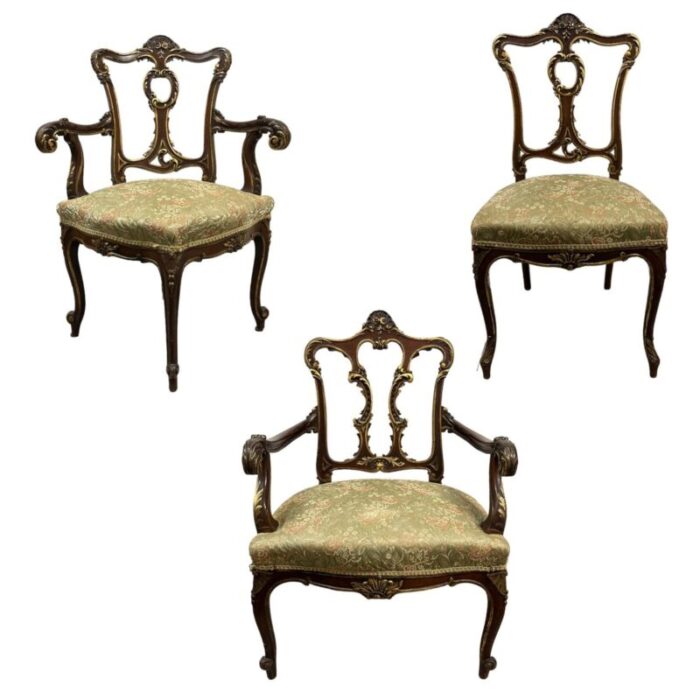 venetian rococo parcel gilt four piece parlor set circa 1900 8728