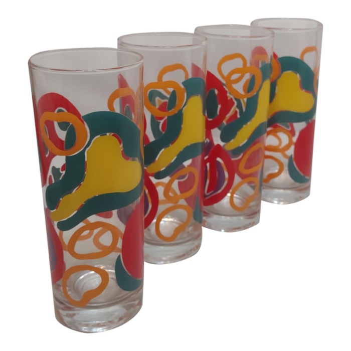 vibrant mid century abstract modernist ice tea glasses set of 4 2284