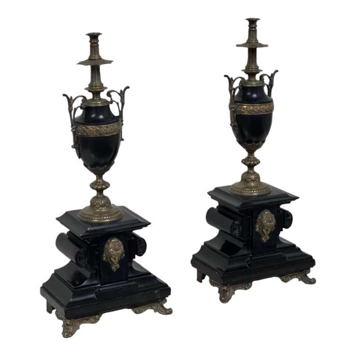 victorian neoclassical marble and bronze mantle urns a pair 1198