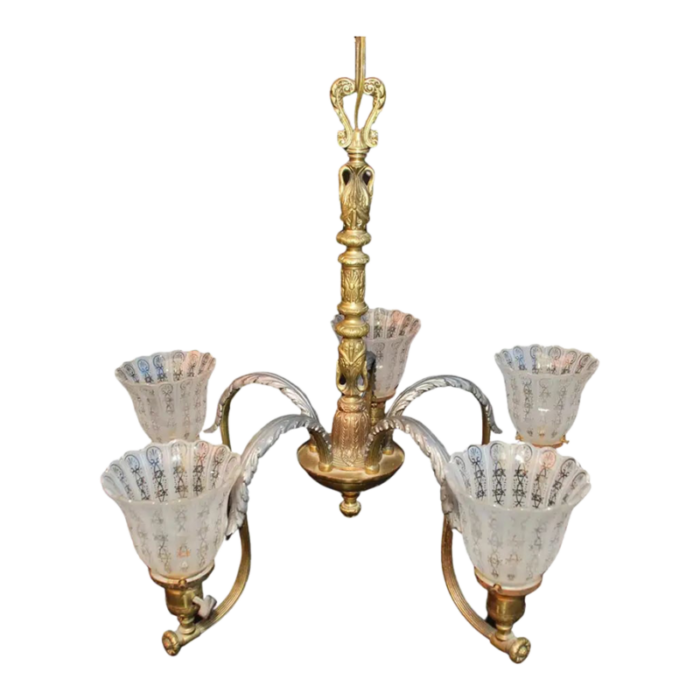 vintage 1920s brass chandelier 9140