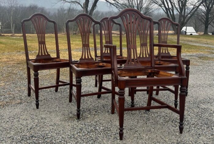 vintage 1920s regency style reeded leg mahogany dining chairs 1283