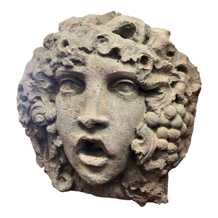 vintage 1920s spanish style greek goddess face spitter fountain element 0347