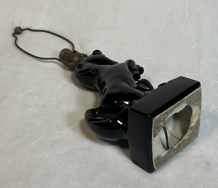 vintage 1950s mid century modern black prancing horse accent lamp 1872