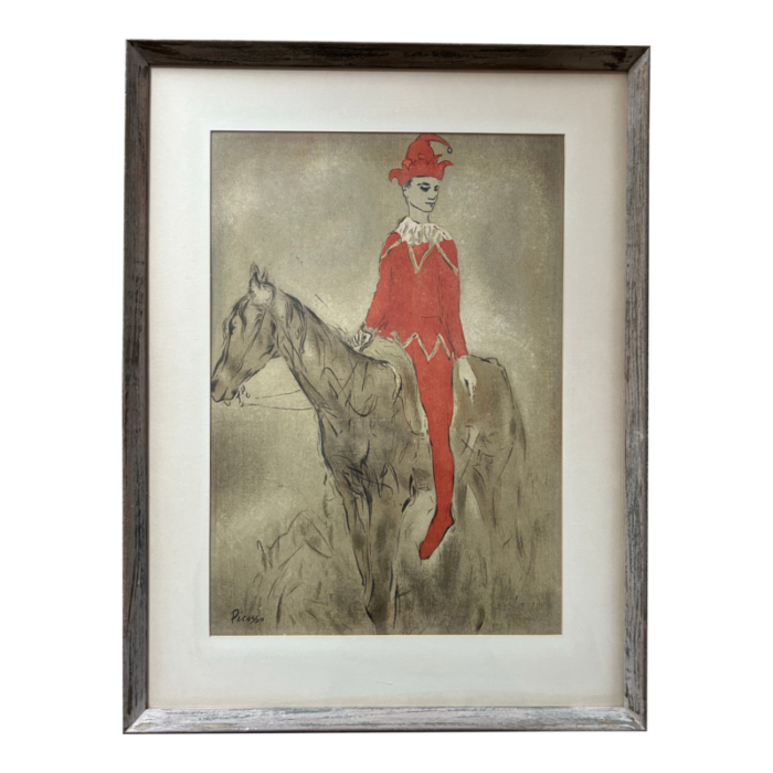 vintage 1950s picasso framed print harlequin on horseback 5331