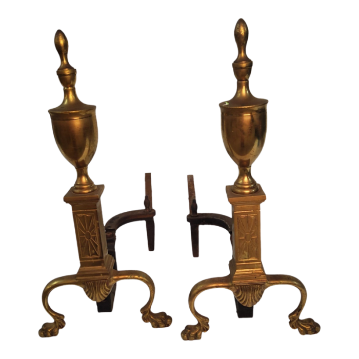 vintage 1960s chippendale style andirons set of 2 7660