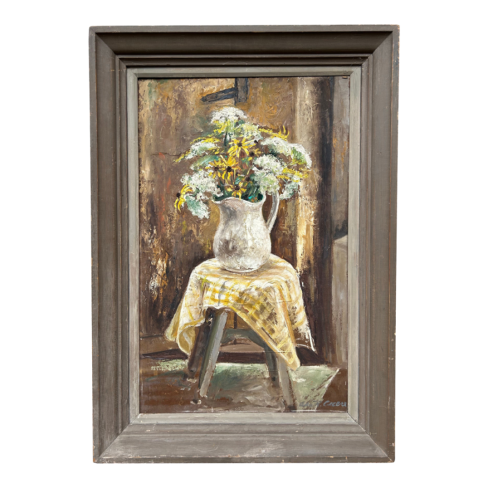 vintage 1960s floral still life oil painting by ada rosario cecere 6754