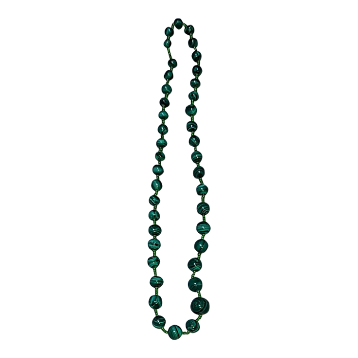 vintage 25 graduated and beaded malachite necklace 0446