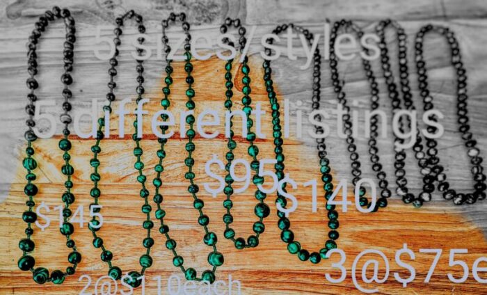 vintage 25 graduated and beaded malachite necklace 8143