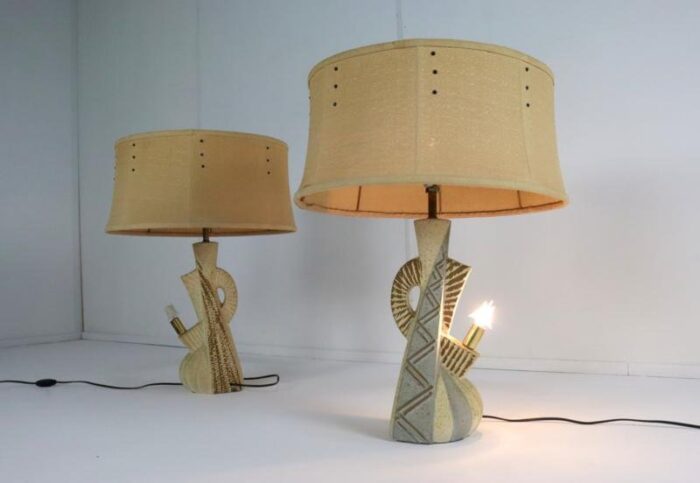 vintage american table lamps 1950s set of 2 11