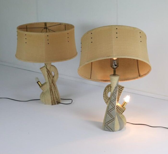 vintage american table lamps 1950s set of 2 15