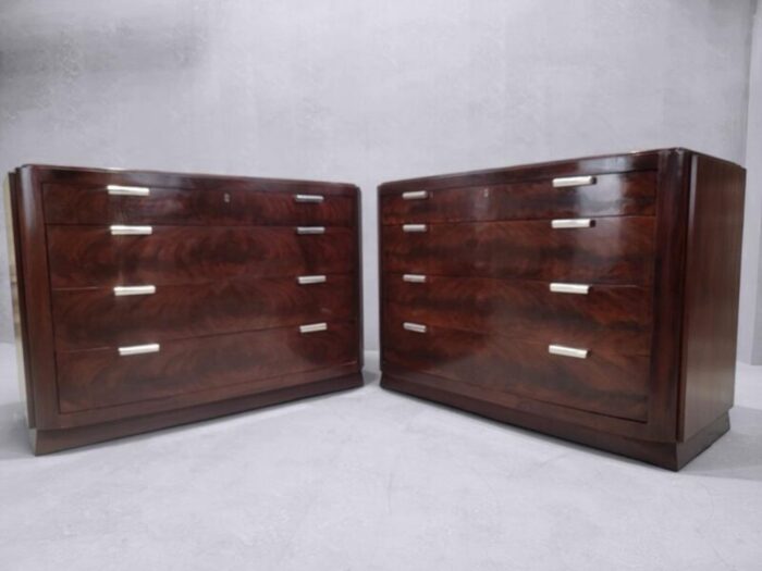 vintage art deco style flame mahogany chests of drawers by ralph lauren pair 3612