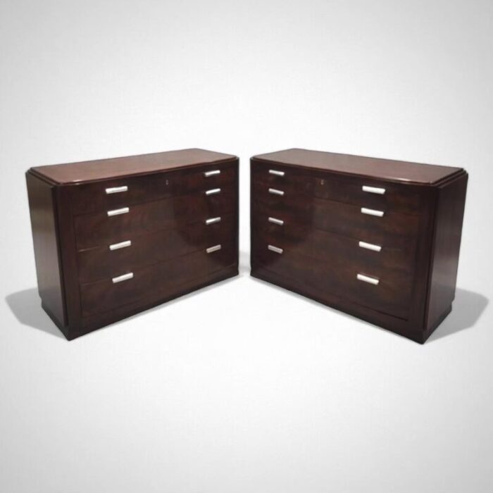 vintage art deco style flame mahogany chests of drawers by ralph lauren pair 4496