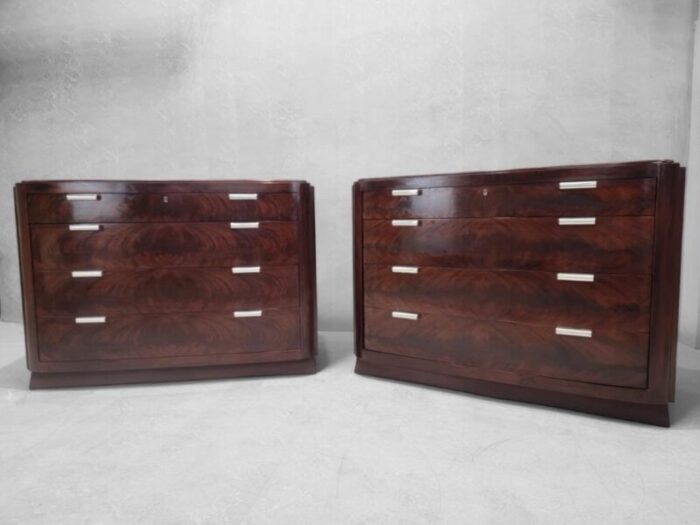 vintage art deco style flame mahogany chests of drawers by ralph lauren pair 4499