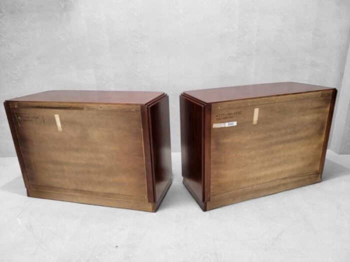 vintage art deco style flame mahogany chests of drawers by ralph lauren pair 4653