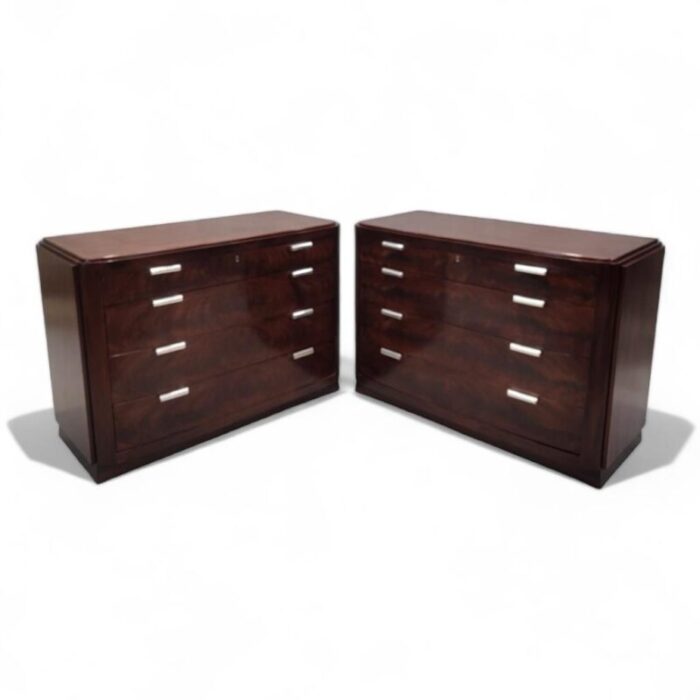 vintage art deco style flame mahogany chests of drawers by ralph lauren pair 9270