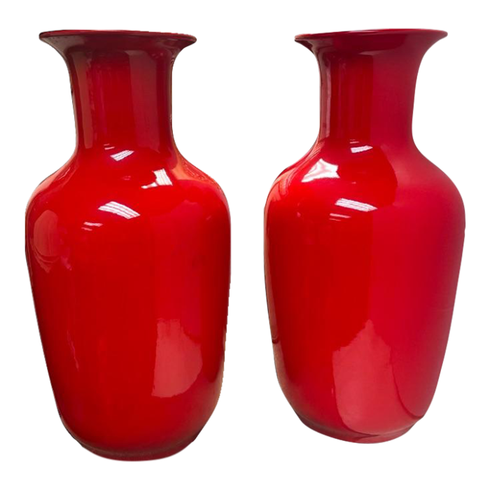 vintage asian sang de boeuf red glazed ceramic vases a pair 9635