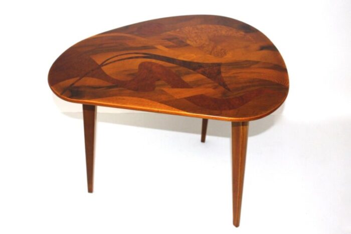 vintage austrian inlaid wooden coffee table 1950s 1