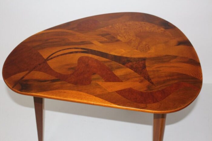 vintage austrian inlaid wooden coffee table 1950s 3