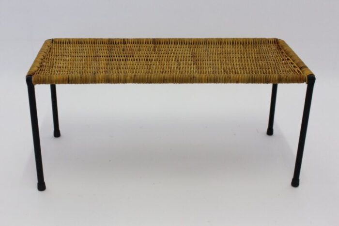 vintage austrian rattan side table 1