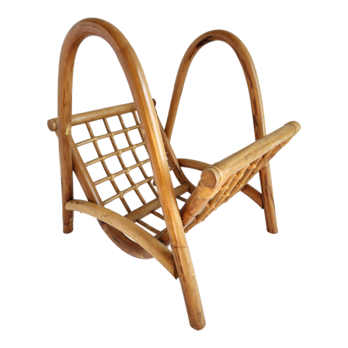 vintage bent bamboo magazine rack 3602