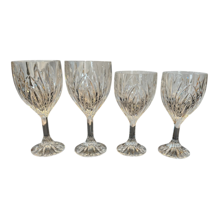 vintage bohemia elise crystal glass water and wine goblets set of 4 0352