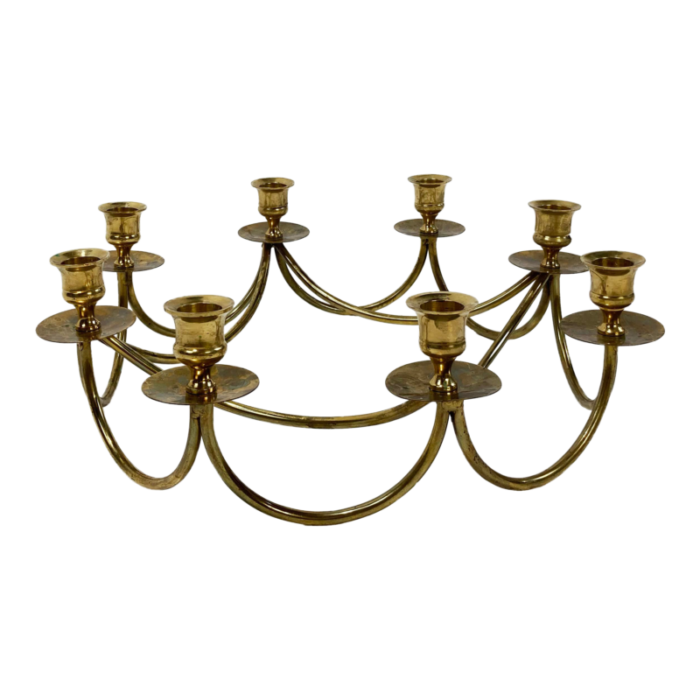 vintage brass danish style 8 arm candelabra 0440