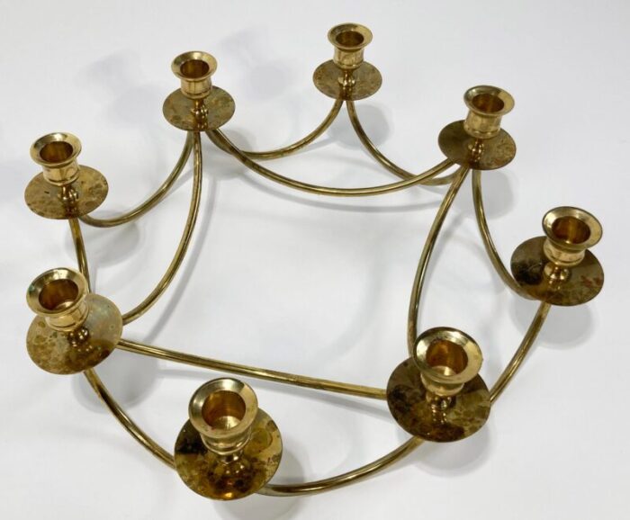 vintage brass danish style 8 arm candelabra 0518