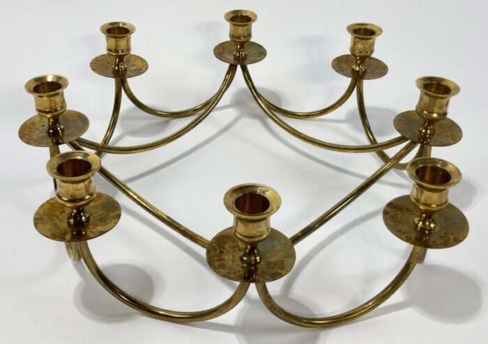 vintage brass danish style 8 arm candelabra 6979