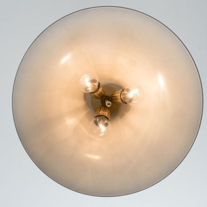 vintage brass pendant light with tapering lampshade by florian schulz 1970s 10