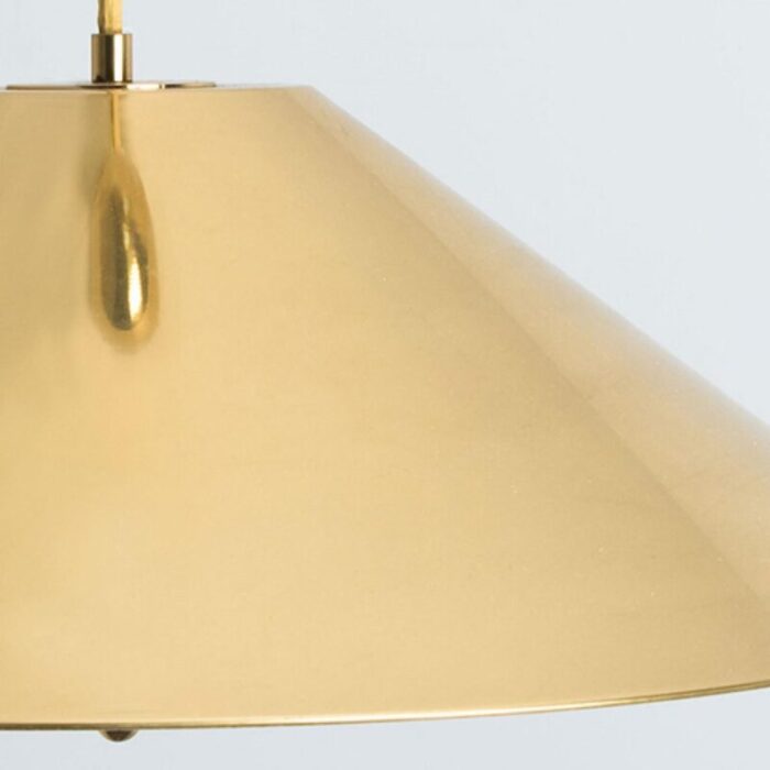 vintage brass pendant light with tapering lampshade by florian schulz 1970s 11