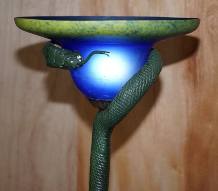 vintage bronzed snake floor standing lamp by edgar brandt 3