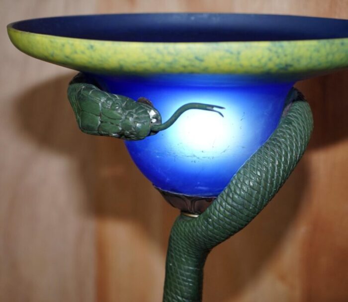 vintage bronzed snake floor standing lamp by edgar brandt 4