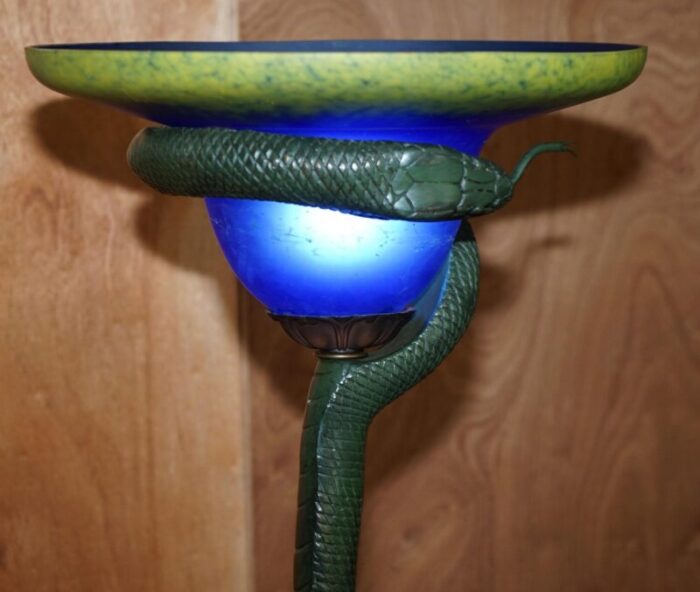 vintage bronzed snake floor standing lamp by edgar brandt 5