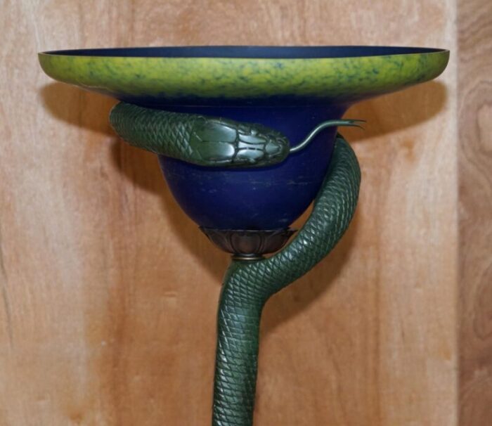 vintage bronzed snake floor standing lamp by edgar brandt 9