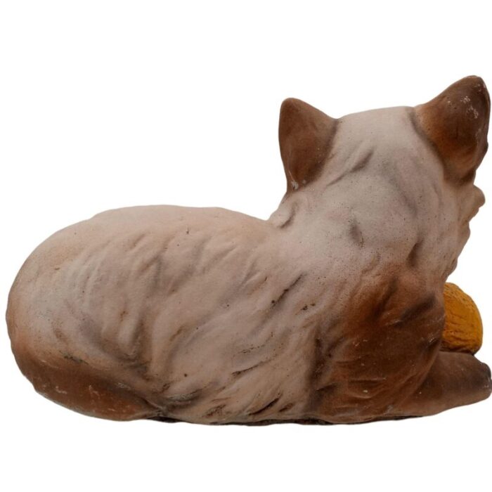 vintage cat cement sculpture persian himalayan yellow yarn ball yard art 3356