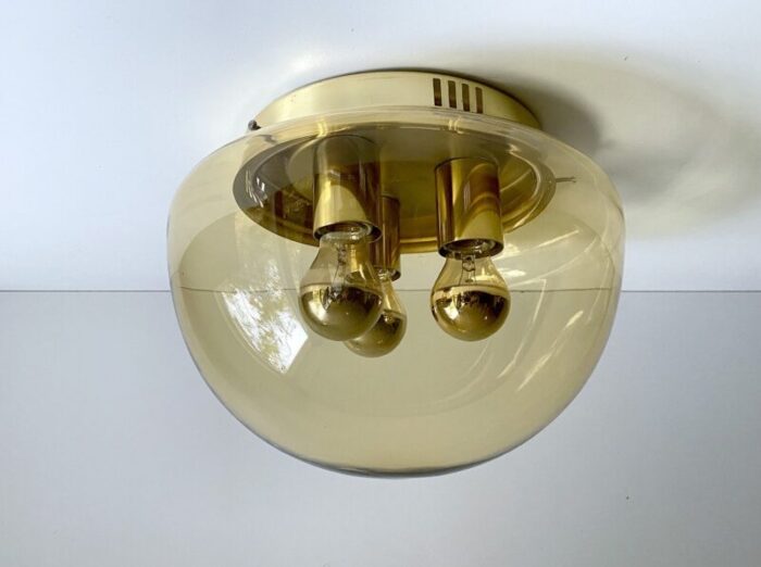 vintage ceiling lamp in glass from limburg 1970s 1