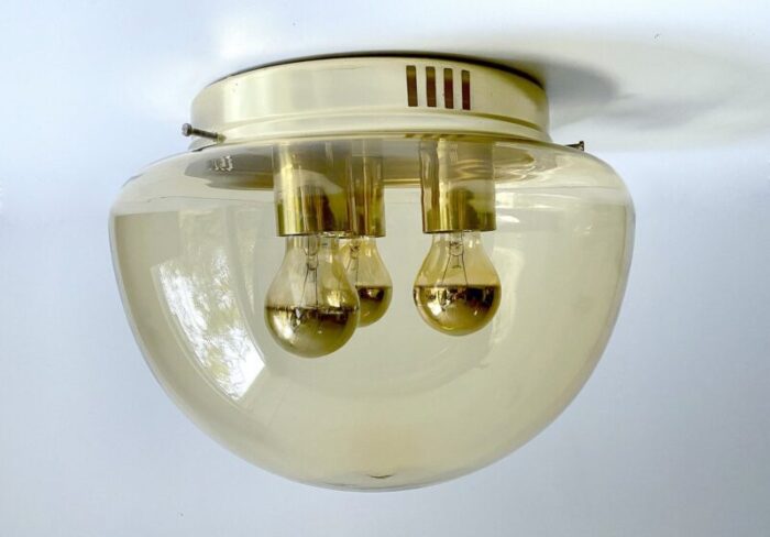 vintage ceiling lamp in glass from limburg 1970s 5