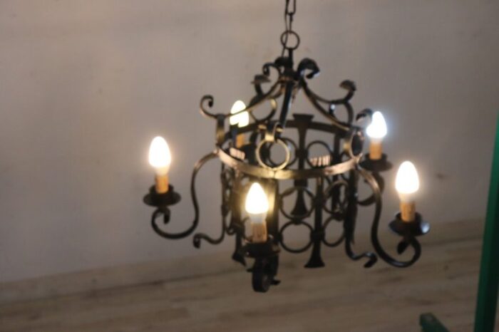 vintage chandelier in iron 1940s 12