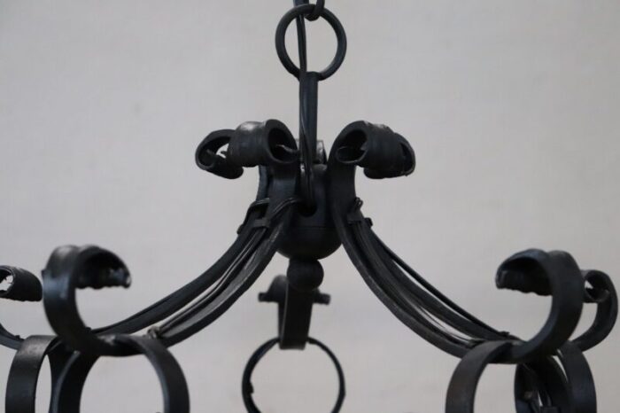 vintage chandelier in iron 1940s 3