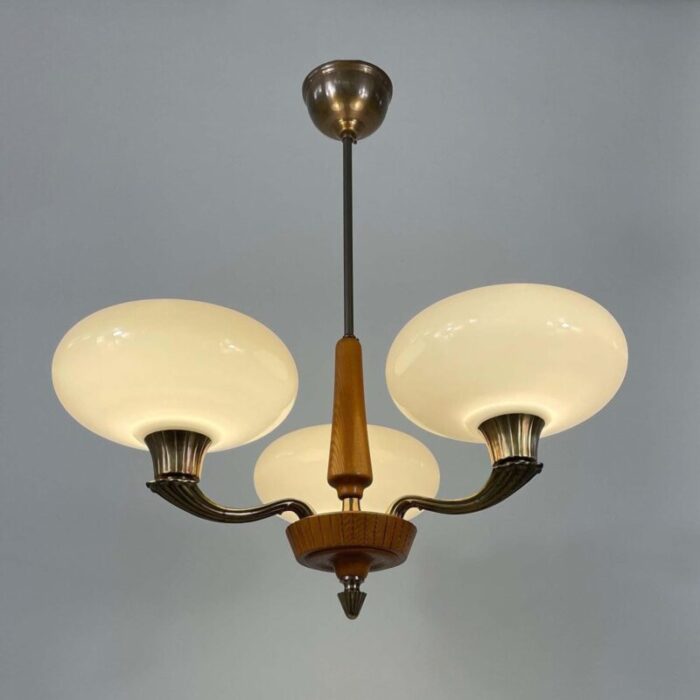 vintage chandelier in opaline glass by harald notini 1930s 15