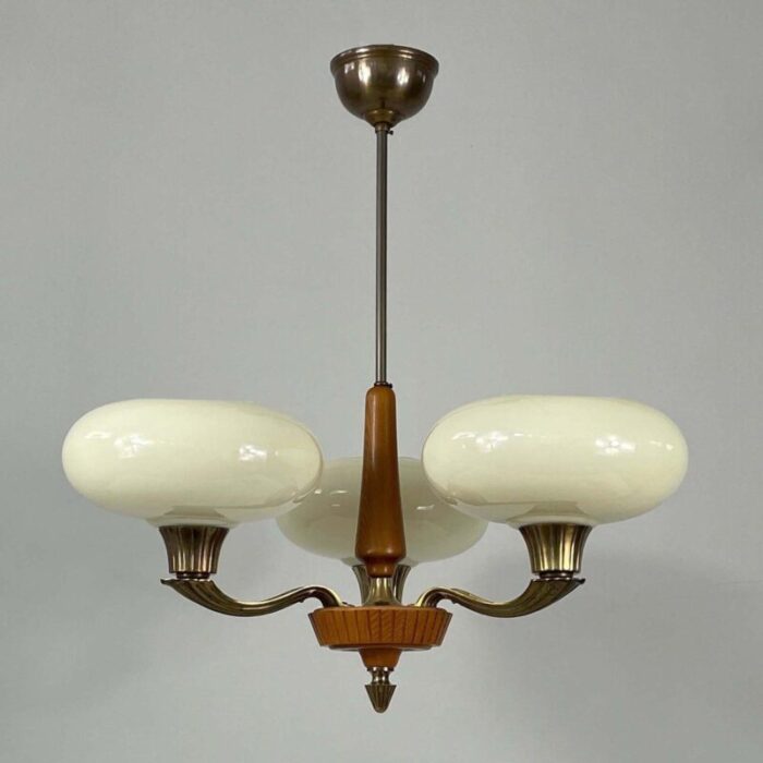 vintage chandelier in opaline glass by harald notini 1930s 3