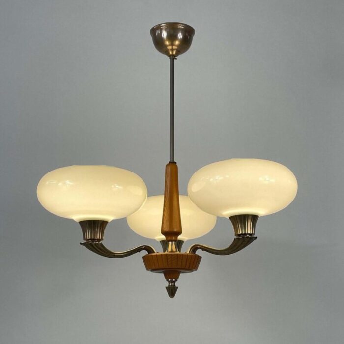 vintage chandelier in opaline glass by harald notini 1930s 4