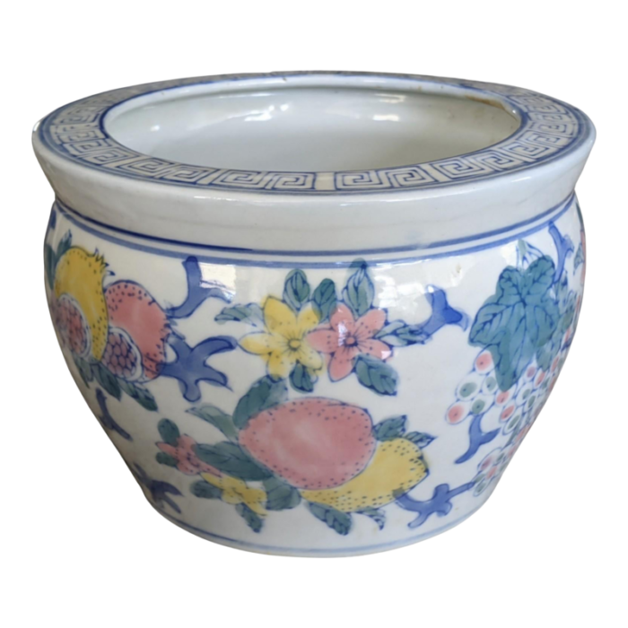 vintage chinoiserie porcelain cachepot fishbowl planter 8327