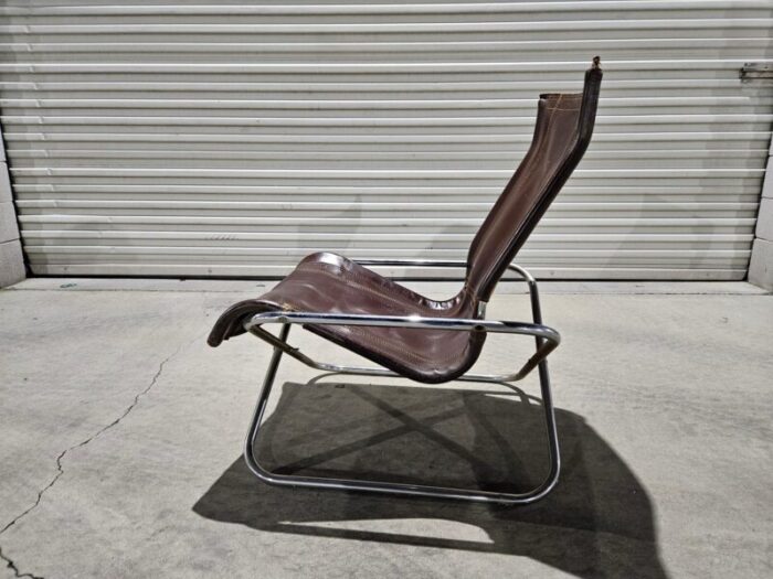 vintage chrome and leather folding tubular steel chair attributed to takeshi nii 2362