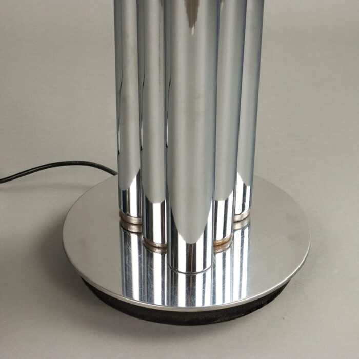 vintage chromed metal glass floor lamp italy 1960s 8