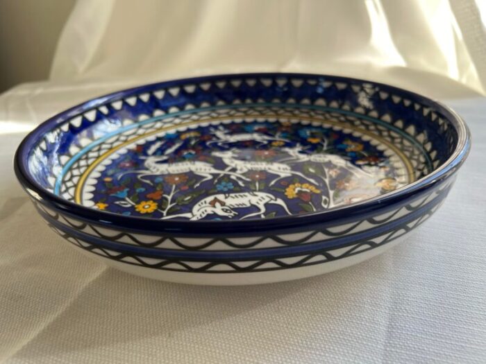 vintage circa 1950s marie balian armenian jerusalem dancing gazelles serving bowl 2823