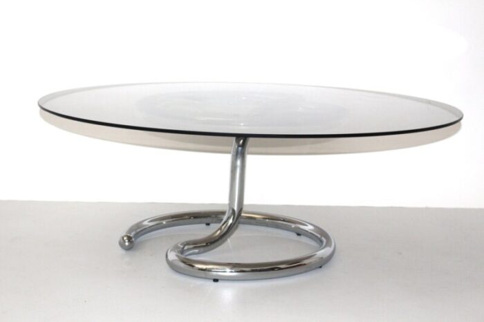 vintage curved chromed glass coffee table 1