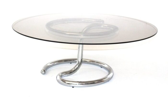 vintage curved chromed glass coffee table 2