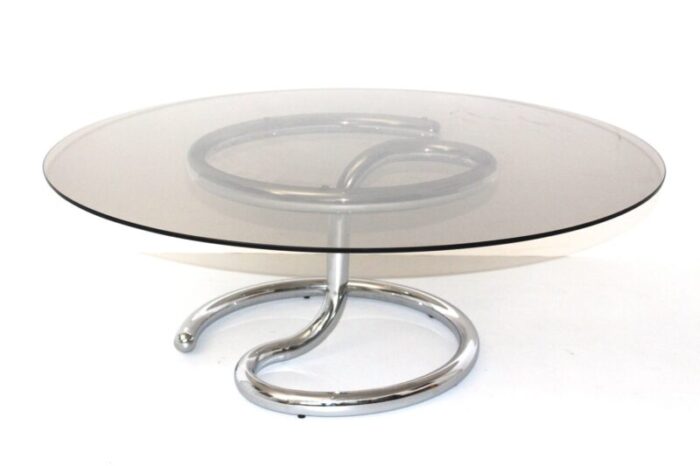 vintage curved chromed glass coffee table 3