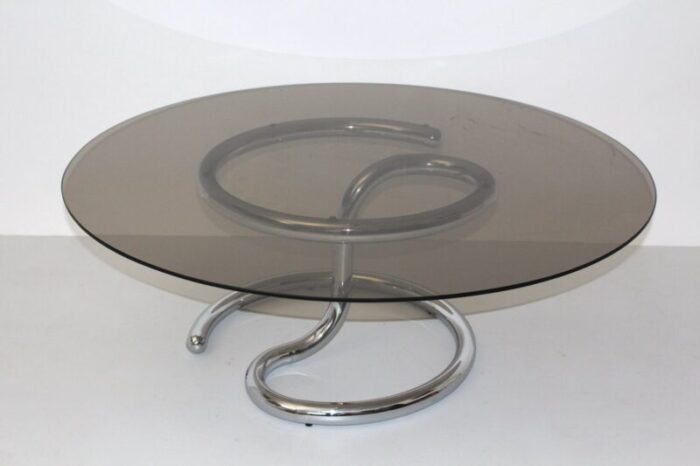 vintage curved chromed glass coffee table 4